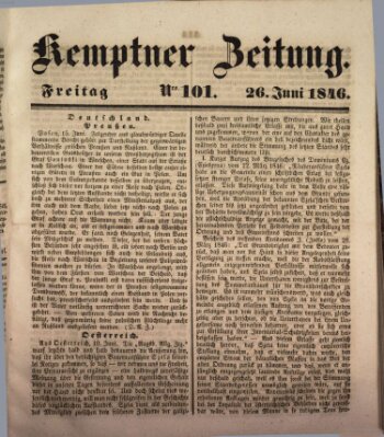 Kemptner Zeitung Freitag 26. Juni 1846