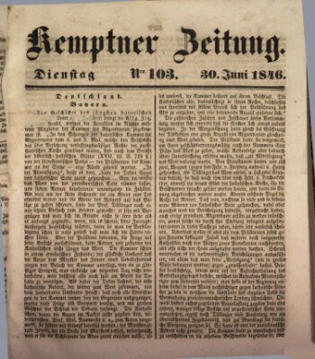 Kemptner Zeitung Dienstag 30. Juni 1846