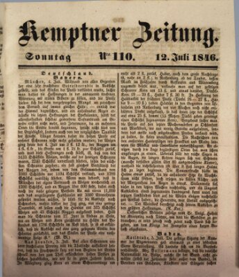 Kemptner Zeitung Sonntag 12. Juli 1846