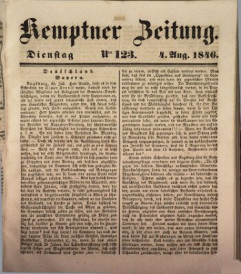 Kemptner Zeitung Dienstag 4. August 1846