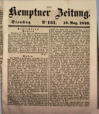 Kemptner Zeitung Dienstag 18. August 1846