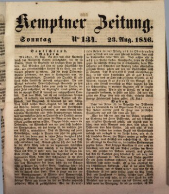 Kemptner Zeitung Sonntag 23. August 1846