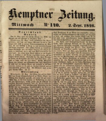 Kemptner Zeitung Mittwoch 2. September 1846