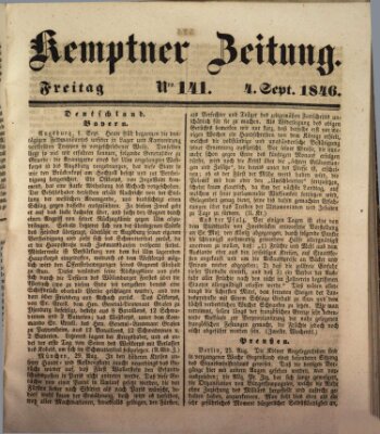 Kemptner Zeitung Freitag 4. September 1846