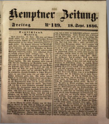 Kemptner Zeitung Freitag 18. September 1846