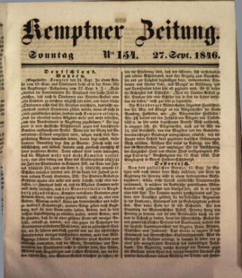 Kemptner Zeitung Sonntag 27. September 1846