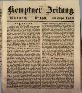 Kemptner Zeitung Mittwoch 30. September 1846