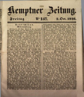 Kemptner Zeitung Freitag 2. Oktober 1846