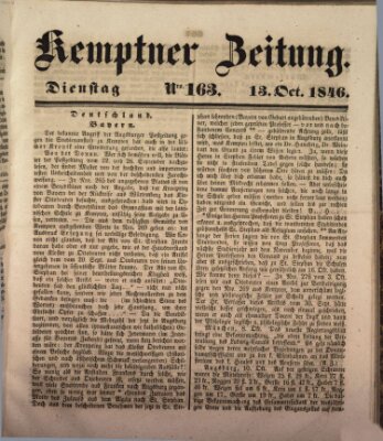 Kemptner Zeitung Dienstag 13. Oktober 1846