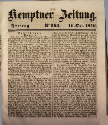 Kemptner Zeitung Freitag 16. Oktober 1846