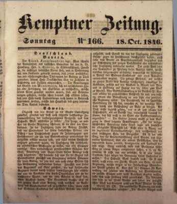 Kemptner Zeitung Sonntag 18. Oktober 1846