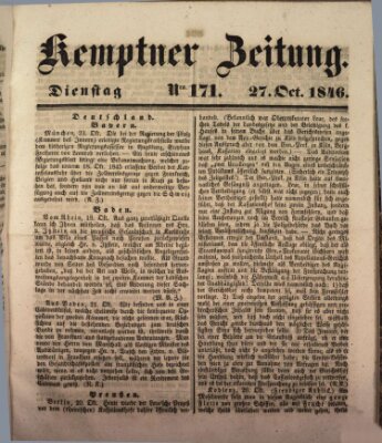 Kemptner Zeitung Dienstag 27. Oktober 1846