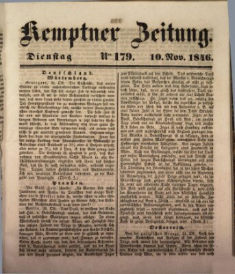 Kemptner Zeitung Dienstag 10. November 1846
