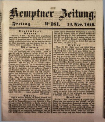 Kemptner Zeitung Freitag 13. November 1846