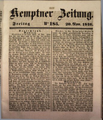 Kemptner Zeitung Freitag 20. November 1846