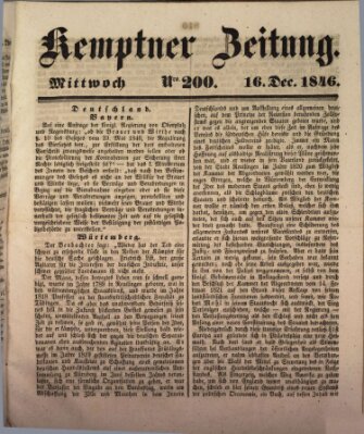 Kemptner Zeitung Mittwoch 16. Dezember 1846