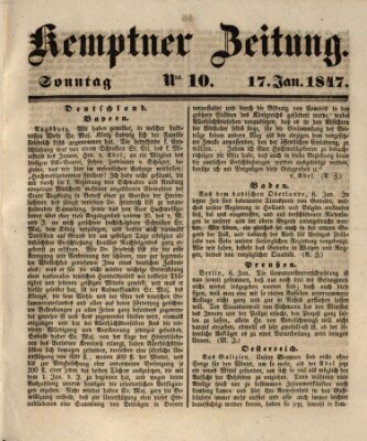 Kemptner Zeitung Sonntag 17. Januar 1847