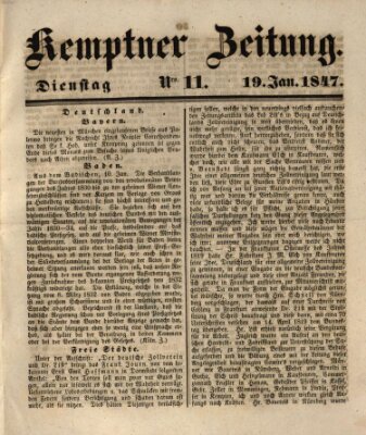 Kemptner Zeitung Dienstag 19. Januar 1847