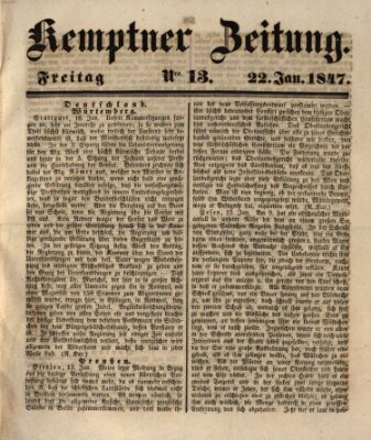 Kemptner Zeitung Freitag 22. Januar 1847