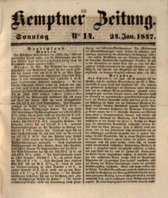 Kemptner Zeitung Sonntag 24. Januar 1847