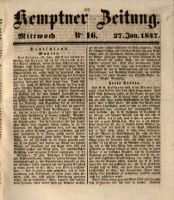 Kemptner Zeitung Mittwoch 27. Januar 1847