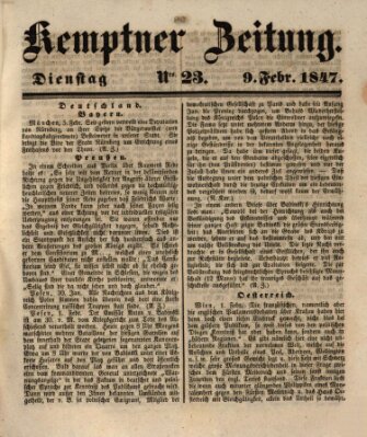 Kemptner Zeitung Dienstag 9. Februar 1847