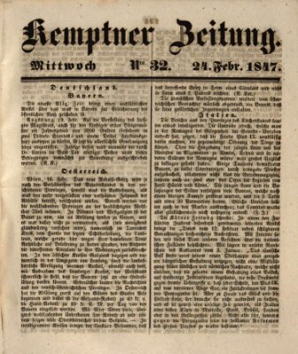 Kemptner Zeitung Mittwoch 24. Februar 1847