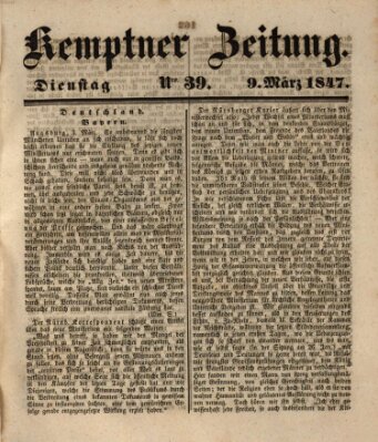 Kemptner Zeitung Dienstag 9. März 1847