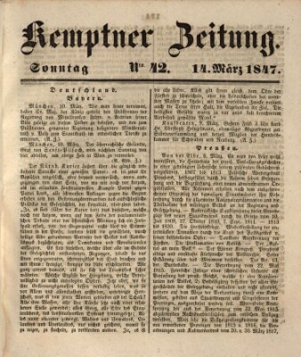 Kemptner Zeitung Sonntag 14. März 1847