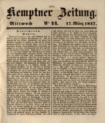 Kemptner Zeitung Mittwoch 17. März 1847