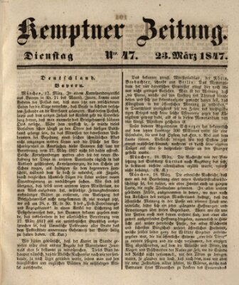 Kemptner Zeitung Dienstag 23. März 1847