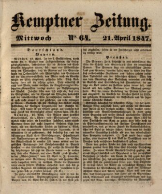 Kemptner Zeitung Mittwoch 21. April 1847