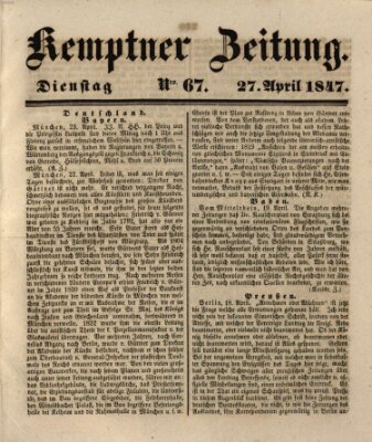 Kemptner Zeitung Dienstag 27. April 1847