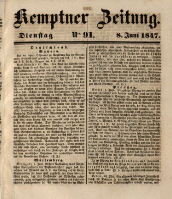 Kemptner Zeitung Dienstag 8. Juni 1847