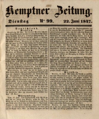 Kemptner Zeitung Dienstag 22. Juni 1847