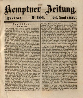 Kemptner Zeitung Freitag 25. Juni 1847