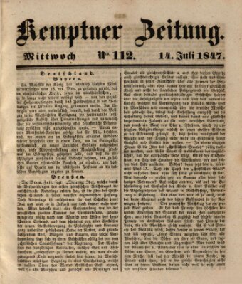 Kemptner Zeitung Mittwoch 14. Juli 1847