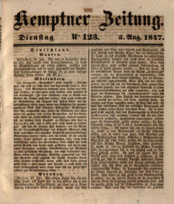 Kemptner Zeitung Dienstag 3. August 1847