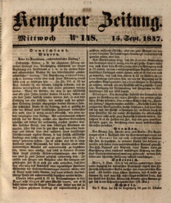 Kemptner Zeitung Mittwoch 15. September 1847