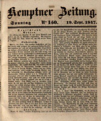 Kemptner Zeitung Sonntag 19. September 1847