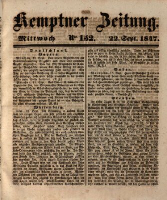 Kemptner Zeitung Mittwoch 22. September 1847