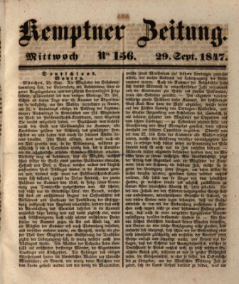 Kemptner Zeitung Mittwoch 29. September 1847