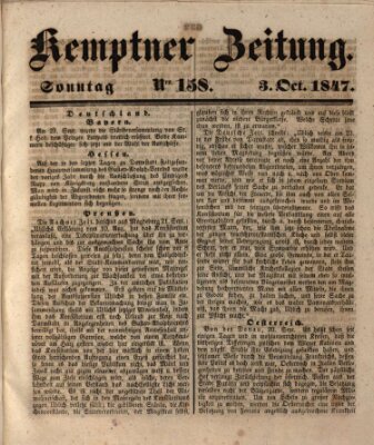 Kemptner Zeitung Sonntag 3. Oktober 1847