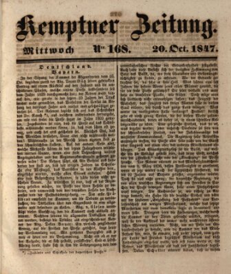 Kemptner Zeitung Mittwoch 20. Oktober 1847