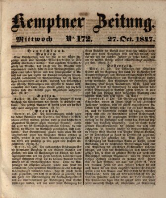 Kemptner Zeitung Mittwoch 27. Oktober 1847