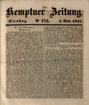 Kemptner Zeitung Dienstag 2. November 1847