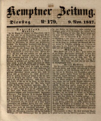 Kemptner Zeitung Dienstag 9. November 1847