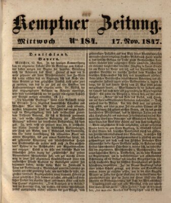 Kemptner Zeitung Mittwoch 17. November 1847