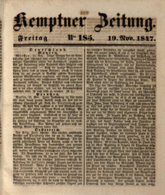 Kemptner Zeitung Freitag 19. November 1847