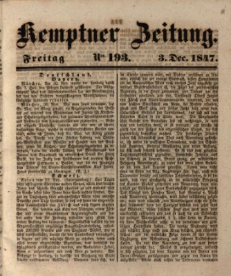 Kemptner Zeitung Freitag 3. Dezember 1847